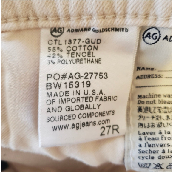 AG Adriano Goldschmied Stevie Slim Straight Ankle Jeans Cream 27R - Picture 12 of 12